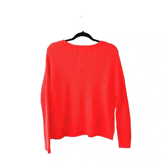 Express Neon Pink Boxy Crop Tight Knit Pullover Sweater Medium Women’s - Picture 6 of 9